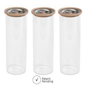 Juego de tres recipientes altos de vidrio Luvele para almacenar al vacío (1600 ml)