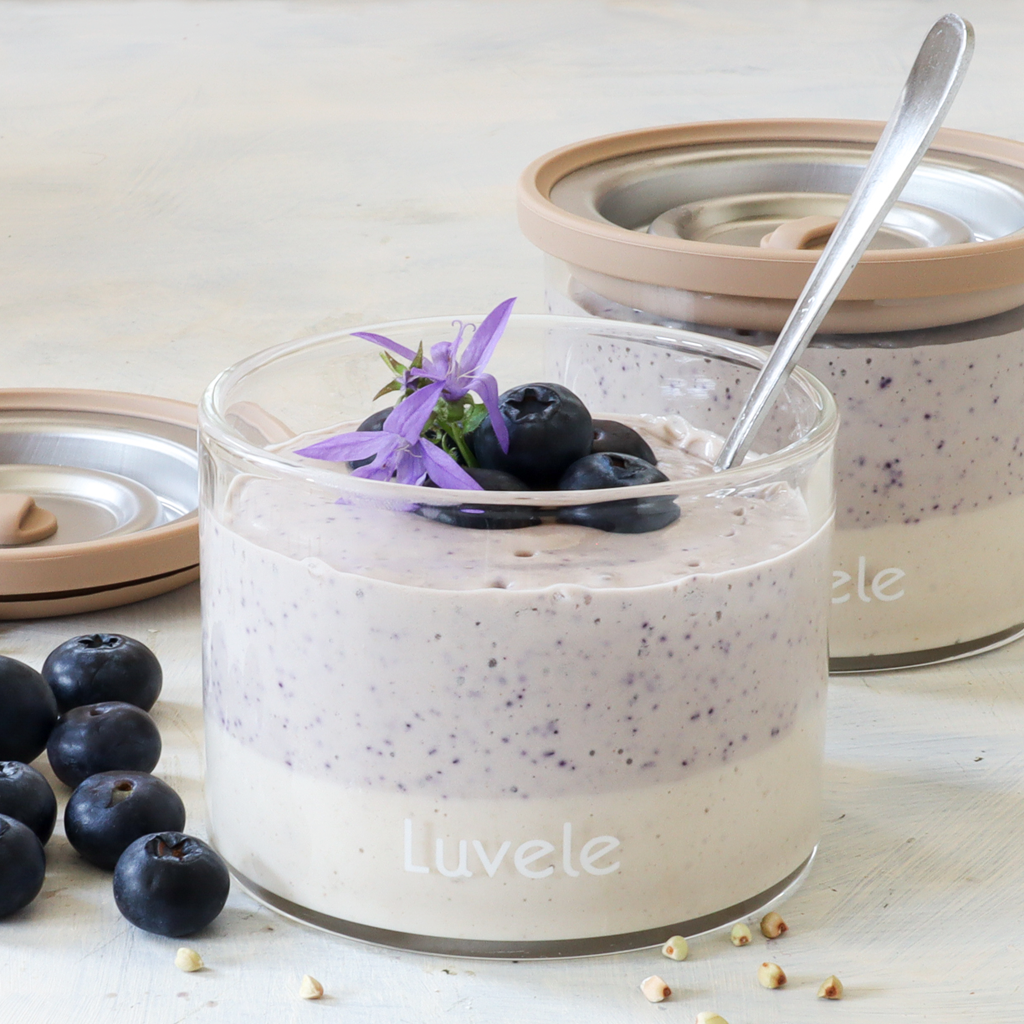 Cultured blueberry, buckwheat & cashew breakfast jars