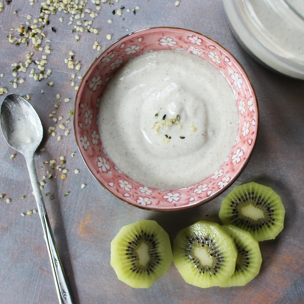 Homemade hemp milk yoghurt