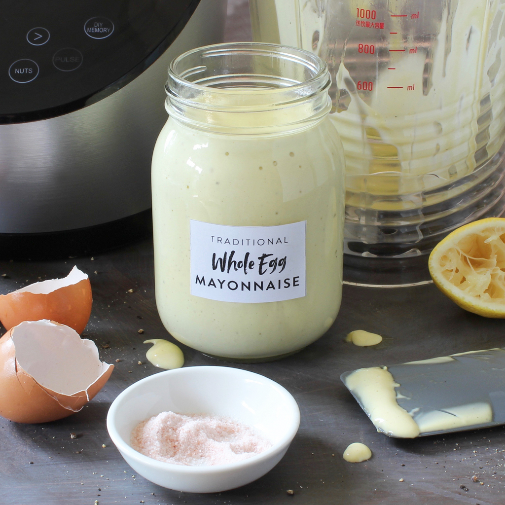 Creamy whole egg mayonnaise made in a blender