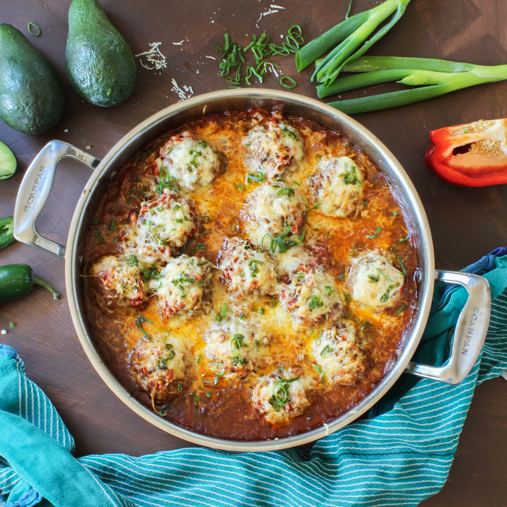 One pot Mexican style meatball bake