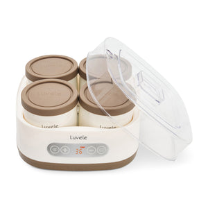 Yogurtera Luvele Pure | 4 Tarros de cerámica 400 ml DIETAS SCD y GAPS | Capacidad total: 1.5 L
