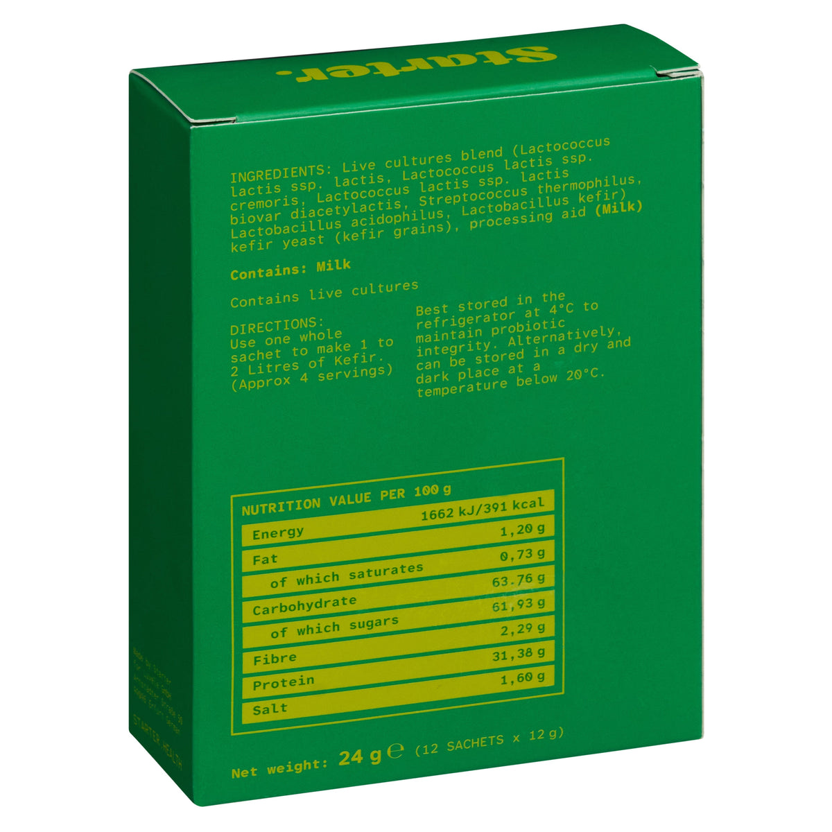 Cultivo iniciador para kéfir tradicional - Cultivo de kéfir en polvo - 12 sobres