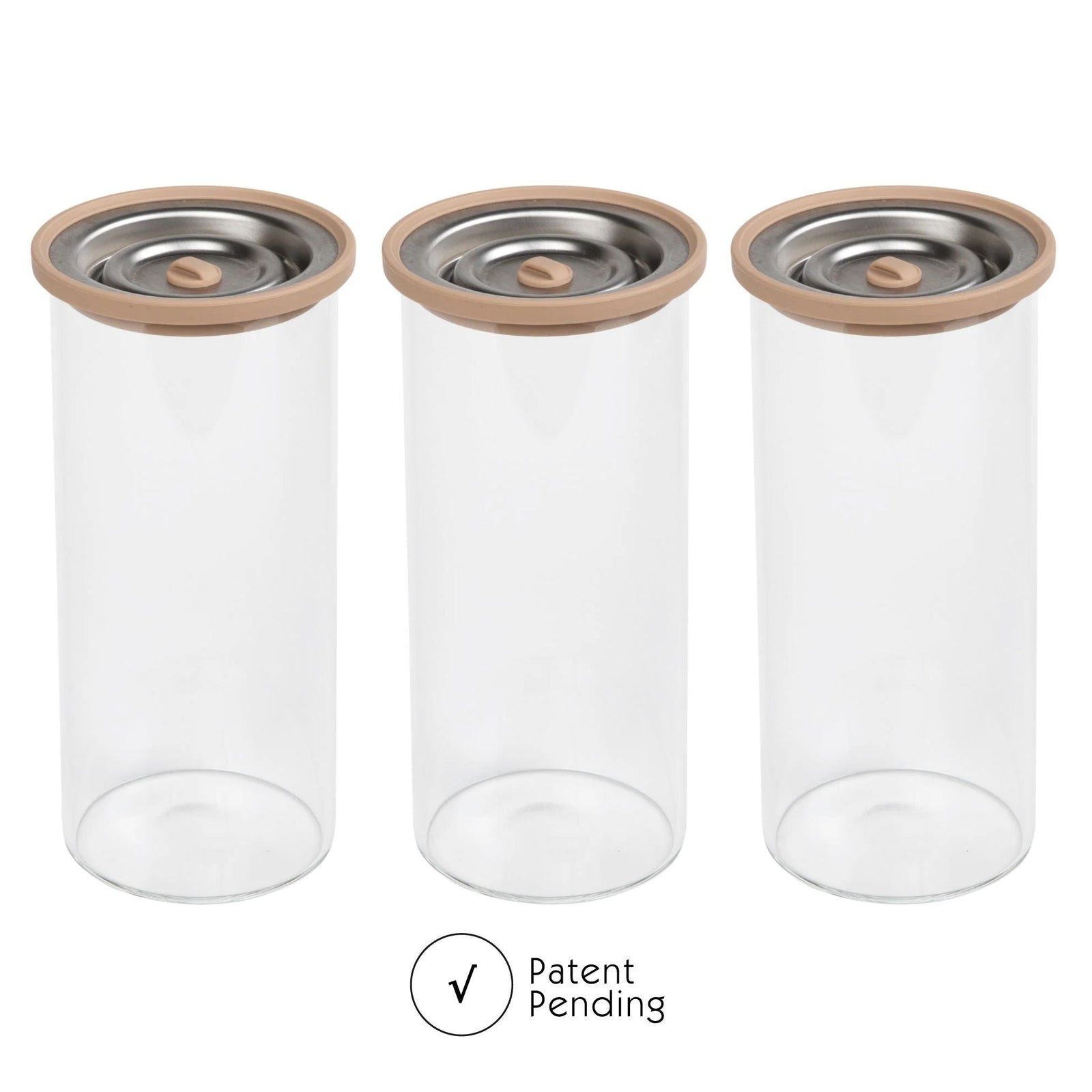 Juego de tres recipientes altos de vidrio Luvele para almacenar al vacío (1200 ml)