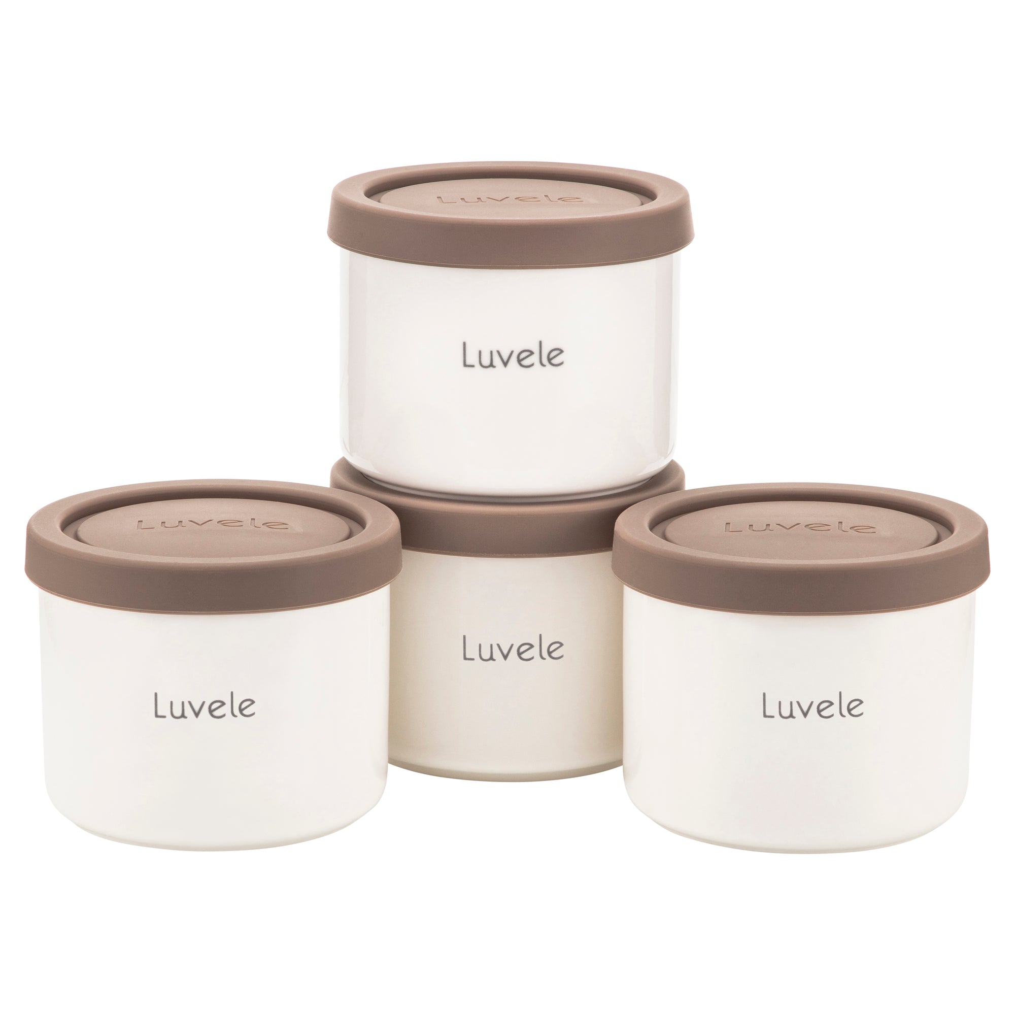 4 Tarros de cerámica Luvele de 400 ml para yogur