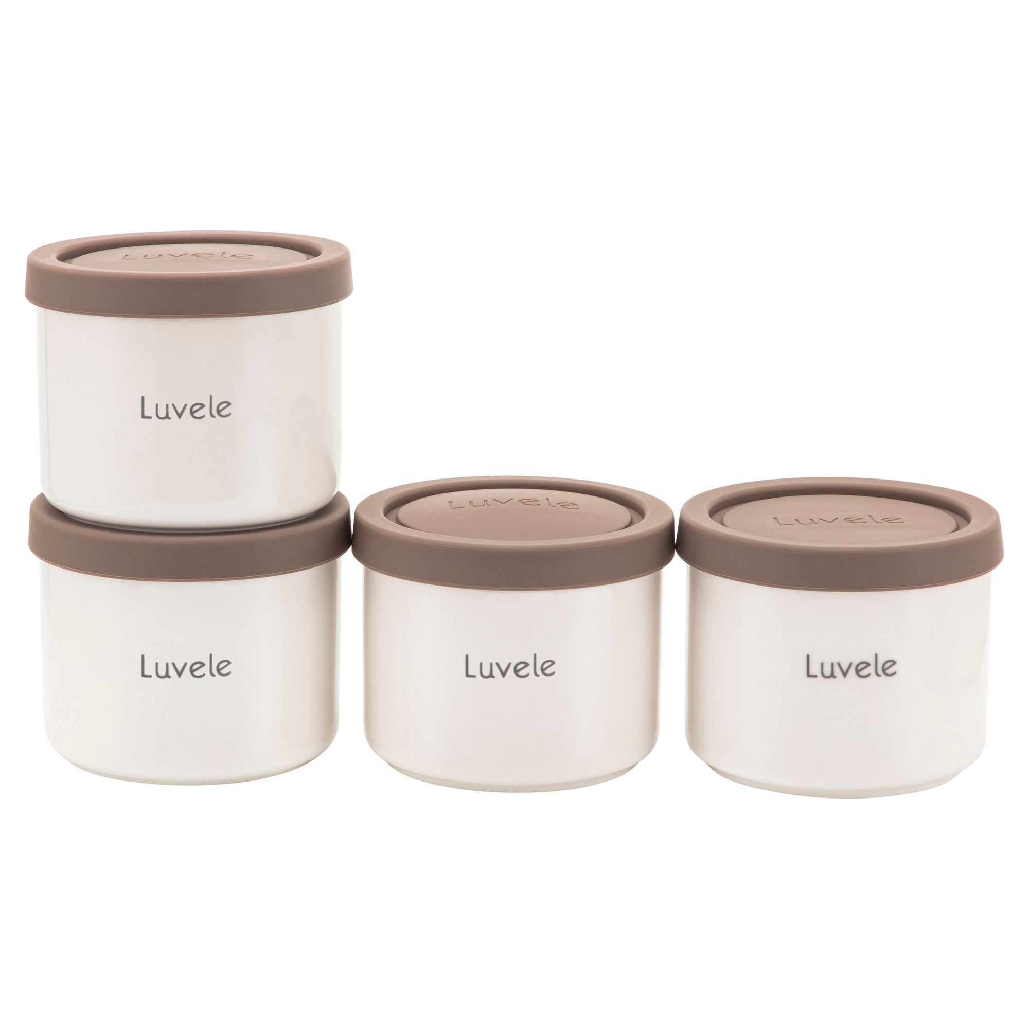 4 Tarros de cerámica Luvele de 400 ml para yogur | Compatibles con yogurtera Pure