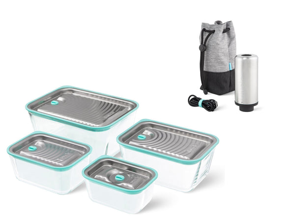 Recipiente de vacío Luvele Fresh | Set de cuatro piezas con bomba de mano